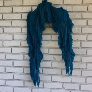 Blue fringe scarf